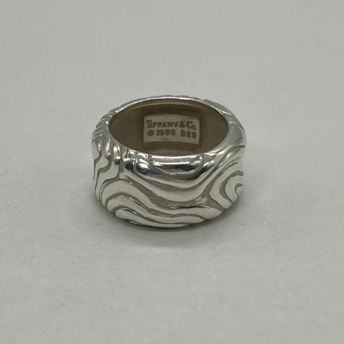 【中古】ティファニー TIFFANY&CO 木目 ウッド ワイド リング 11号