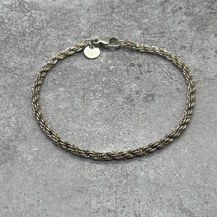 Rakuten - 【中古】ティファニー TIFFANY&CO ツイストロープチェーンブレスレット コンビ SV YG メンズ レディース ヴィンテージ オールド シルバー925 チェーン アクセサリー
