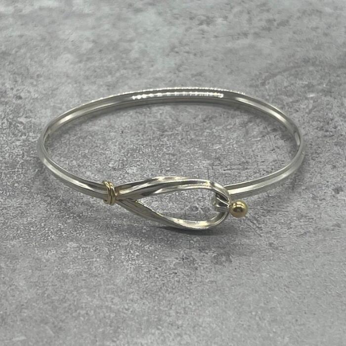Rakuten - 【中古】ティファニー TIFFANY&CO フックアンドアイ バングル コンビ SV YG メンズ レディース ヴィンテージ オールド シルバー925 チェーン アクセサリー