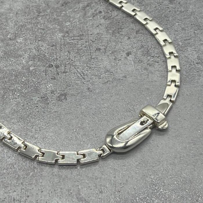 Rakuten - 【中古】グッチ GUCCI サンチュール ネックレス バックル ベルト SV925 メンズ レディース ヴィンテージ オールド シルバー925 アクセサリー ネックレス