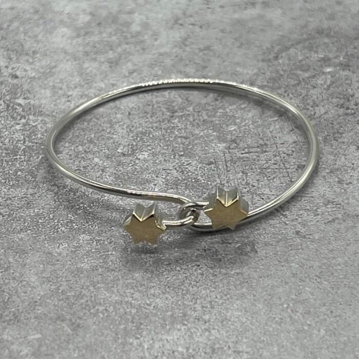 Rakuten - 【中古】ティファニー TIFFANY&CO ダブルスター フック バングル コンビ SV YG メンズ レディース ヴィンテージ オールド シルバー925 チェーン アクセサリー