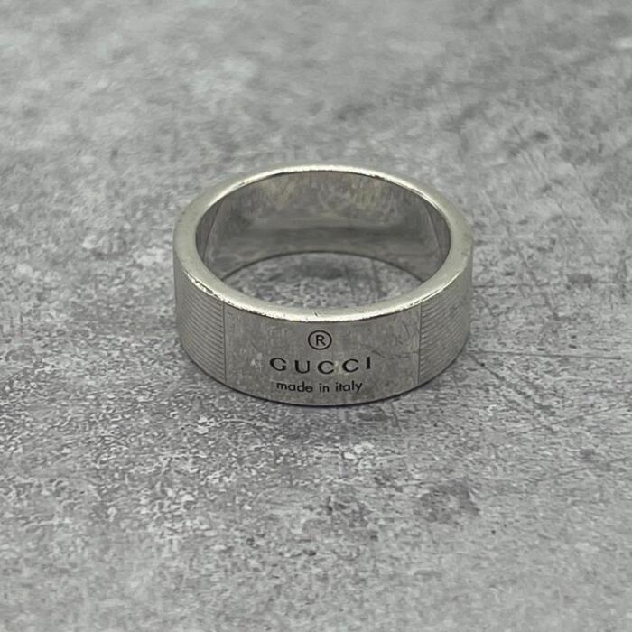 Rakuten - 【中古】グッチ GUCCI ロゴ ストライプ リング 表記サイズ22 21号 SV925 SV メンズ レディース ヴィンテージ オールド 指輪 シルバー925 アクセサリー