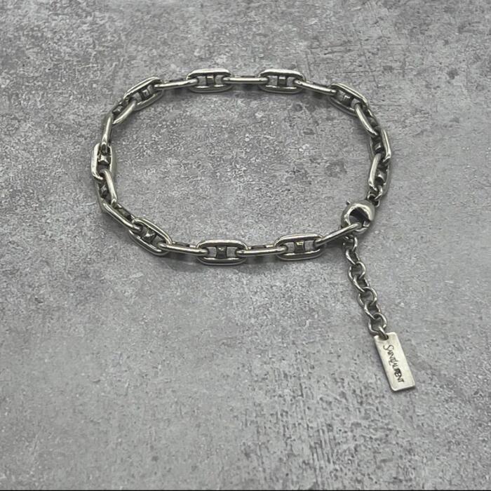 Rakuten - 【中古】サンローラン SAINT LAURENT アンカーチェーン ブレスレット M メタル メンズ レディース ヴィンテージ オールド シルバー925 チェーン アクセサリー