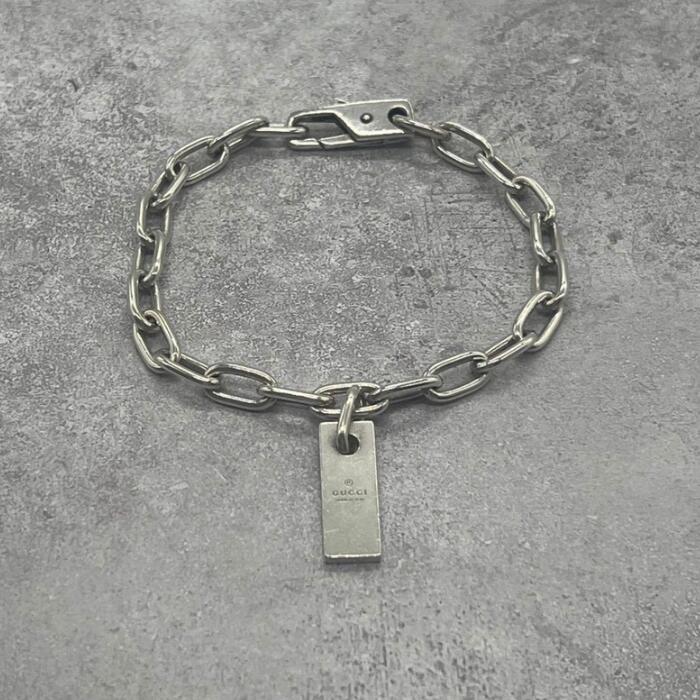 Rakuten - 【中古】グッチ GUCCI バープレート オーバルリンク チェーン ブレスレット SV SV925 メンズ レディース ヴィンテージ オールド シルバー925 チェーン アクセサリー
