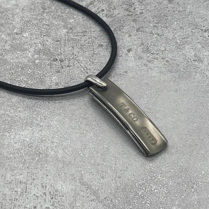 Rakuten - 【中古】ティファニー TIFFANY&CO 1837 バー プレート ラバー ネックレス SV925 TI メンズ レディース ユニセックス ヴィンテージ オールド シルバー925 チェーン アクセサリー