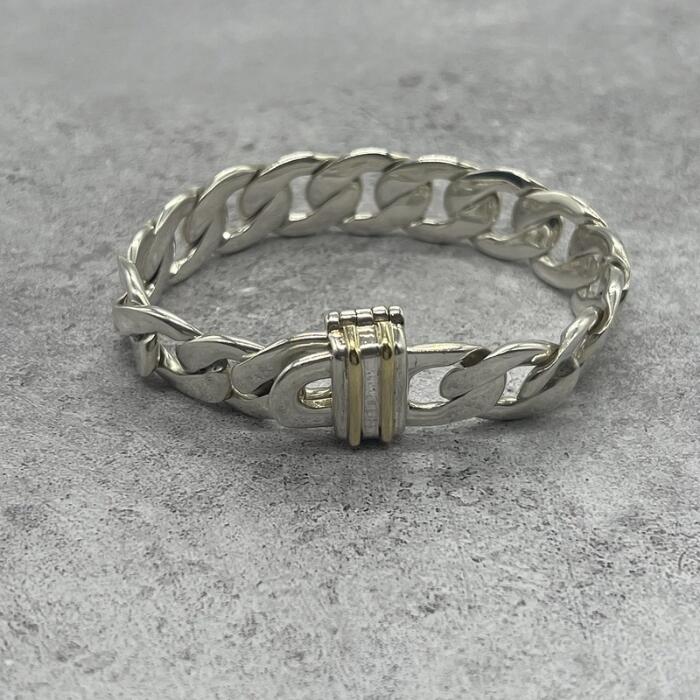 樂天商城 - 【中古】ティファニー TIFFANY フラットカーブ チェーン ブレスレット コンビ SV YG メンズ レディース ユニセックス ヴィンテージ オールド シルバー925 チェーン アクセサリー