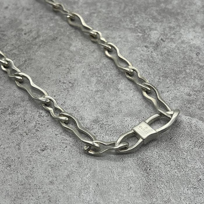 樂天商城 - 【中古】グッチ GUCCI ウェーブ チェーン ネックレス SV925 メンズ レディース ユニセックス ヴィンテージ オールド シルバー925 チェーン アクセサリー