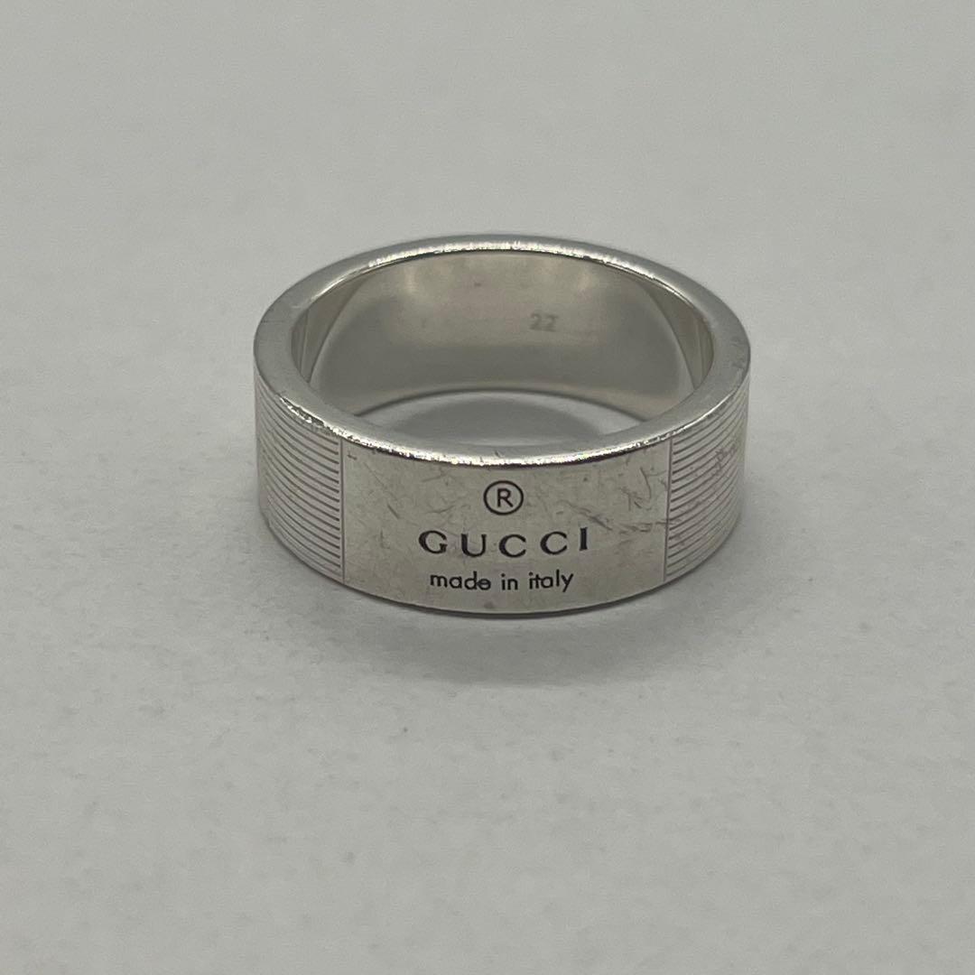 【中古】グッチ GUCCI ロゴ ストライプ リング 表記サイズ22 21号 SV925 SV メンズ...