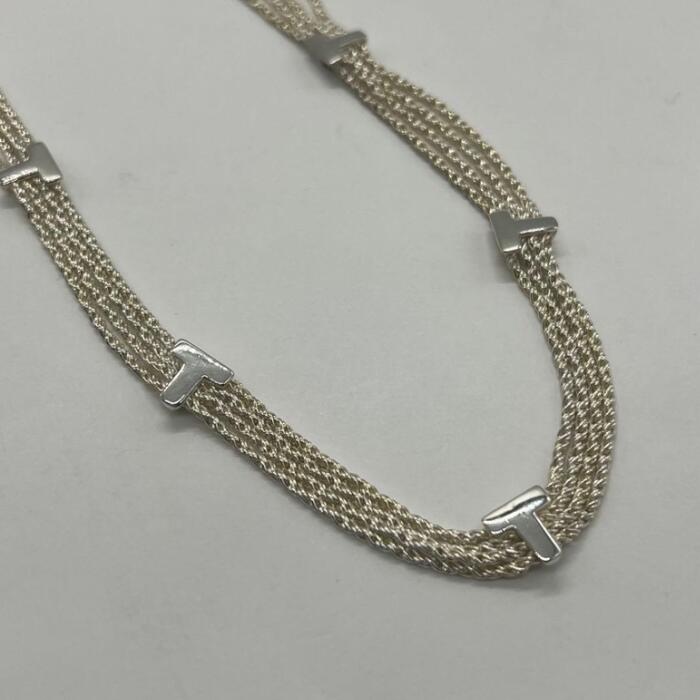 Yellow - 【中古】ティファニー TIFFANY 4連 Tロープ ネックレス SV ヴィンテージ