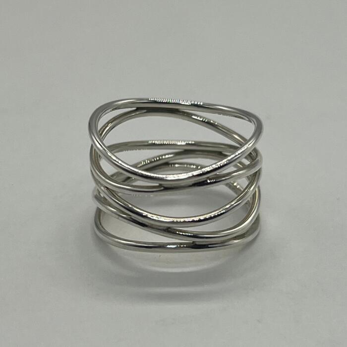 【中古】ティファニー TIFFANY エルサペレッティ ウェーブ 5ロウ リング 17号