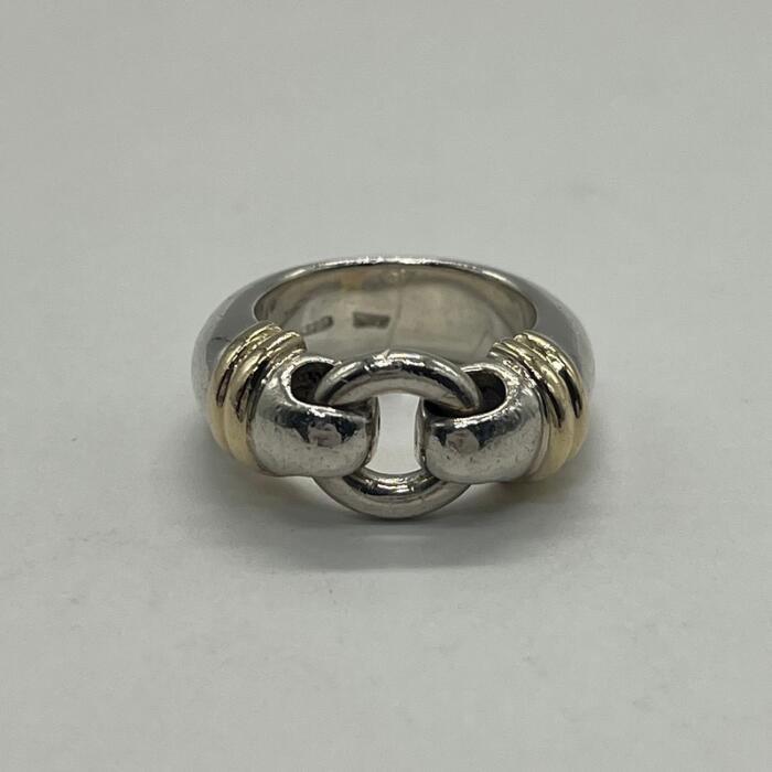 【中古】ティファニー TIFFANY サークルリング 9号 SV YG コンビ