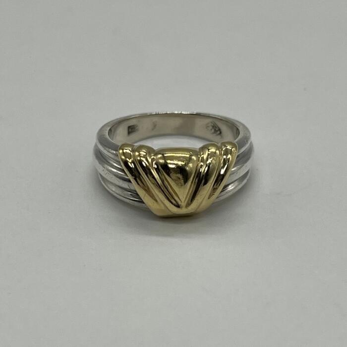 極美品 オールドティファニー シグネチャー コンビ 11.5号 シルバー k18 極美品 オールドティファニー シグネチャー コンビ 11.5号 シルバー