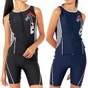 送料無料(ショップ負担) FILA ノースリーブフィットネス水着 レディース 水着 セパレート めくれ防止 オープンファスナー クイックジッパー タンクトップ ランニング ボトムス スパッツ 上下セット 2点セット