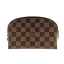 Louis Vuitton　LV　ルイヴィトン　ポシェット・コスメティックPM　N47516　ダミエ　レザー　ブラウン　レッド　メイクポーチ　化粧ポーチ　ブランド小物