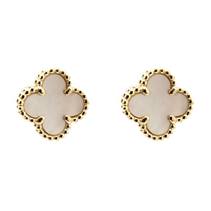 Van Cleef&Arpels　VCA　ヴァンクリ　ヴァンクリーフ&アーペル　スウィート アルハンブラ ピアス　マザーオブパール　750YG　K18YG　イエローゴールド　レディース　ジュエリー　宝飾品　アクセサリー　ブランドジュエリー　BJ　JW　付属品　箱のサムネイル