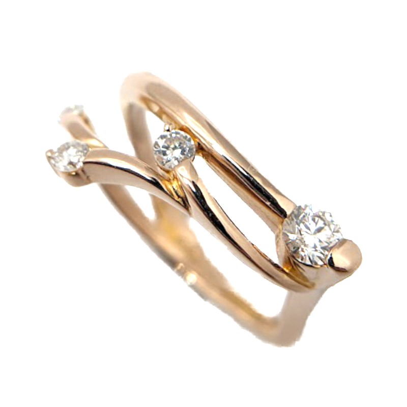 K18　2.2g　ダイヤモンド 0.18ct　ピンキーリング　指輪　リング　レディース　アクセサリー　ジュエリー　宝飾品