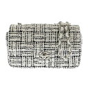 CHANEL シャネル ミニ クラシック ハンドバッグ A69900 ツイード スパンコール レザー ホワイト ブラック バッグ チェーンショルダー ショルダー...