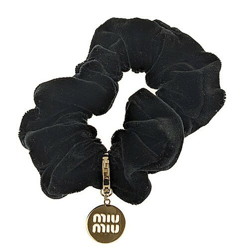 MIUMIU　ミュウミュウ　シュシュ　5IF063　ベロア　ブラック　アクセサリー　ヘアアクセサリー　髪ゴム