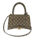 GUCCI BALENCIAGA グッチ バレンシアガ コラボ アワーグラス スモール 681697 GGスプリーム ベージュ バッグ ハンドバッグ ショルダー...