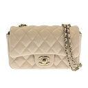 CHANEL シャネル ミニフラップバッグ チェーンショルダー AS5219Y04059 ランダムシリアル ラムスキン ベージュ ゴールド金具 バッグ ショルダ...