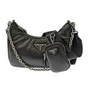 PRADA プラダ Re-Edition 2005 パデッドナッパレザー ショルダーバッグ 1BH204 レザー ブラック シルバー金具 バッグ ボディバッグ ...