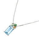 K18WG アクアマリン×マルチカラーストーン ネックレス ホワイトゴールド アクアマリン 2.41ct ダイヤモンド 0.07ct ペリドット ガーネット シトリン アクセサリー ジュエリー JW 宝飾品 レディース ノーブランド