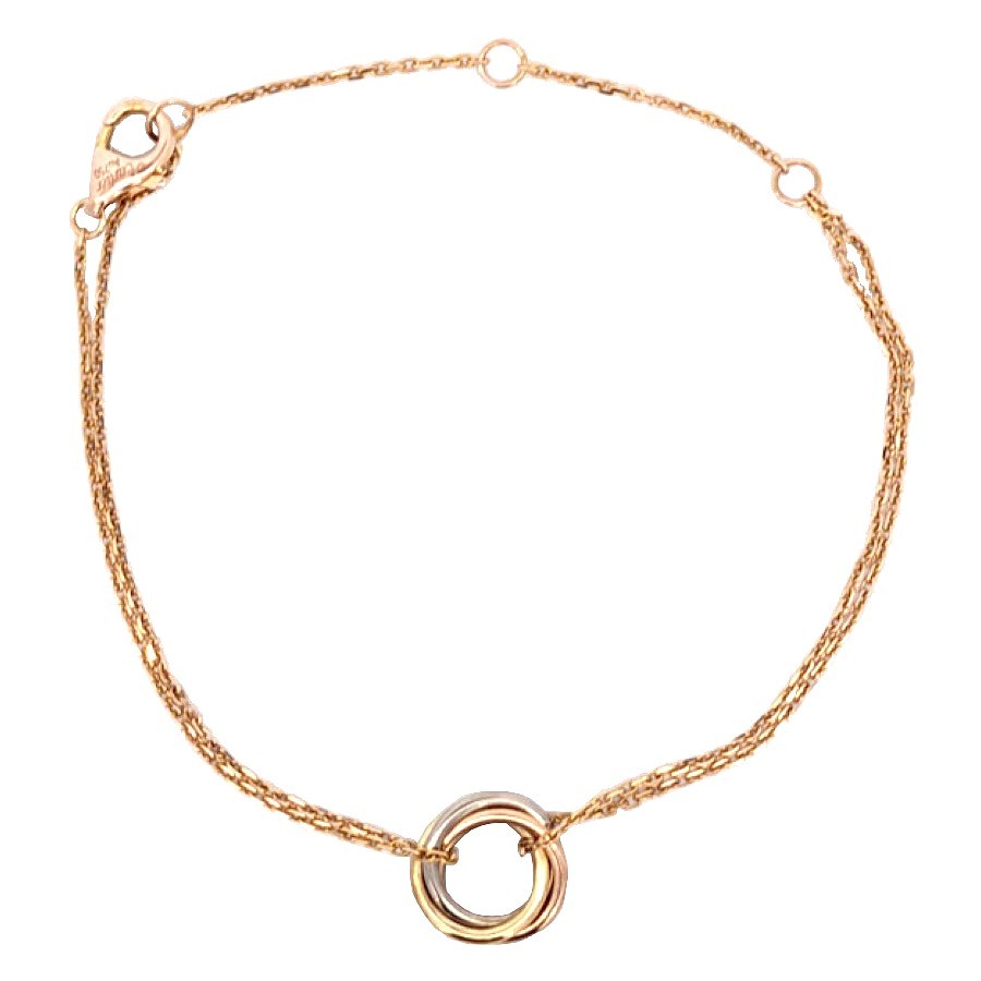 【ポイント5倍】9/4〜5限定！ Cartier　カルティエ　トリニティ　チェーン　750　K18　スリーカラーゴールド　アクセサリー　ジュエリー　JW　宝飾品　レディース　ブレスレット　BJ　ブランドジュエリー　付属品　箱のサムネイル