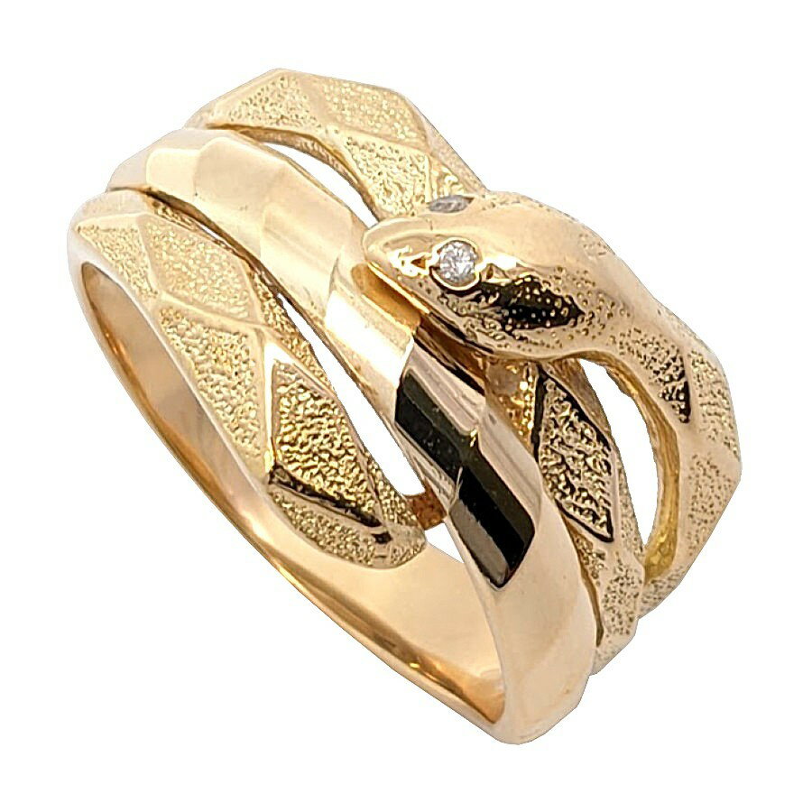 K18ダイヤモンドスネークリングダ...