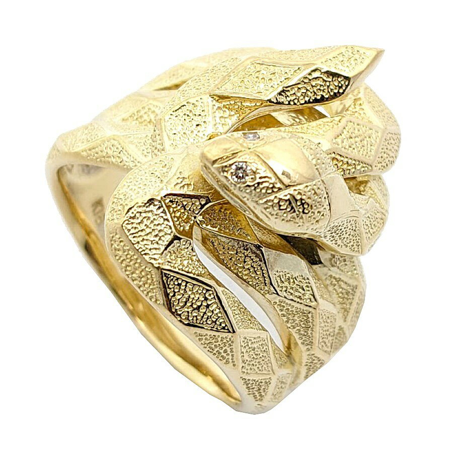 K18ダイヤモンドスネークリングダ...