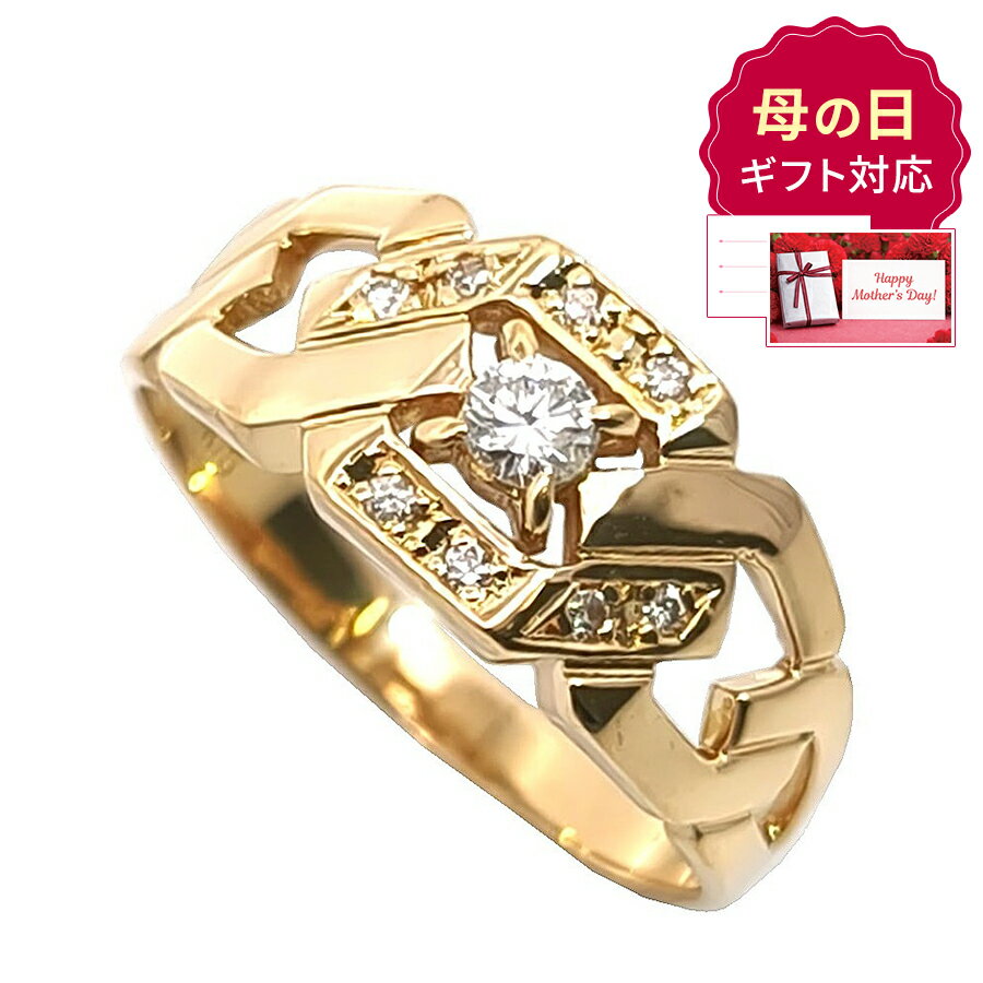 Rakuten - K18　ダイヤモンド チェーンモチーフリング　ダイヤモンド　0.06ct　アクセサリー　ジュエリー　JW　宝飾品　レディース　ノーブランド　指輪　12号