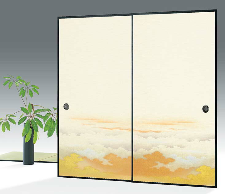 柄タイプ2枚組タイプ標準サイズ原紙寸法巾100cm×丈203cm有効寸法巾100cm×丈203cm柄寸法柄の高さ73cm素材糸：レーヨン・ポリエステル　接着剤：酢酸ビニル共重合体水性エマルジョン　普通紙(裏打紙)：セルロース及び各種添加剤対応シックハウス対策注意事項1こちらの商品は、2枚組模様の襖紙です。2枚1組のお値段となっております。バラ売りはできません。注意事項2襖紙には糊は付いておりません。　パソコン環境により掲載写真と商品の色と多少異なる場合がありますのでご了承ください。自然素材の糸を使用しているため、糸の一部が他の部分より太くなる場合がございますが織物の特性です。