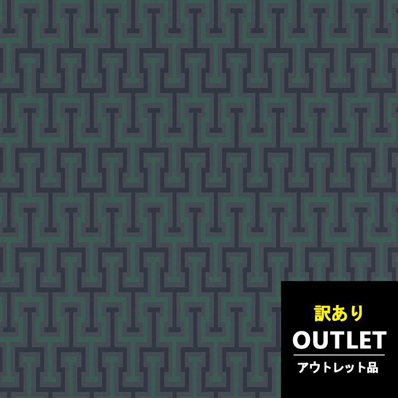 【毎月1日は全品P5倍】壁紙 約1m(1.1m) 1巻 アウトレット 訳あり品 輸入壁紙 ドイツ製 rasch 2020 品番：525342 巾53cm 黒 ブラック グレー 緑 グリーン 幾何学 不織布 不織布 F☆☆☆☆ 準不燃