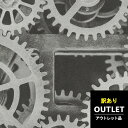 壁紙 1m単位切売 アウトレット 訳あり品 輸入壁紙 ドイツ製 rasch 2019 940107 巾53cm シルバー 銀色 グレー 歯車 機械 リアル フェイク 塩化ビニル 不織布 F☆☆☆☆ 準不燃