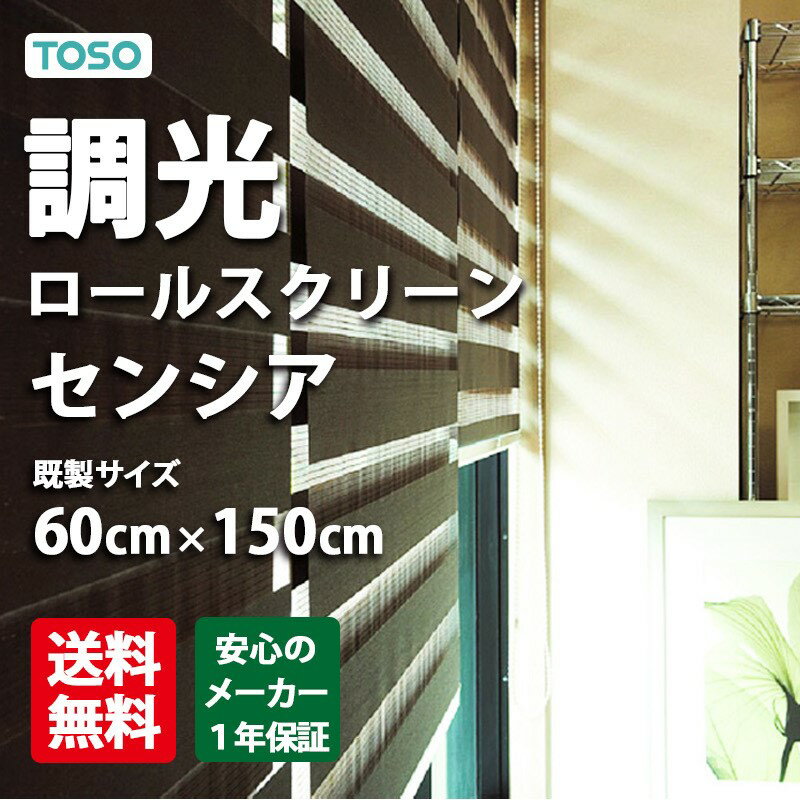 【送料無料】調光ロールスクリーン TOSO センシア 巾60cm×丈150cm 無地 2種類のスクリーンで光を調節 ボーダー おしゃれ モダン