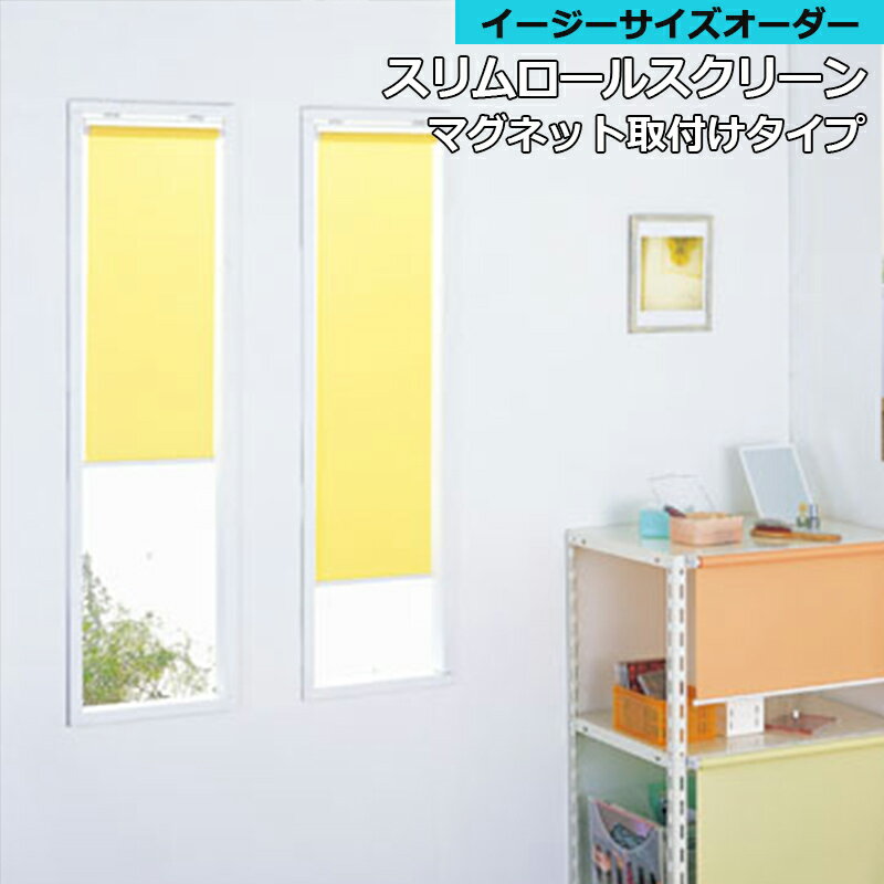 【最大500円OFF★P2倍】フルネス スリム ロールスクリーン プルコード式 マグネットタイプ イージーオーダー パステルカラー 4色 無地 静かな操作性 防炎 消臭 防汚 抗菌