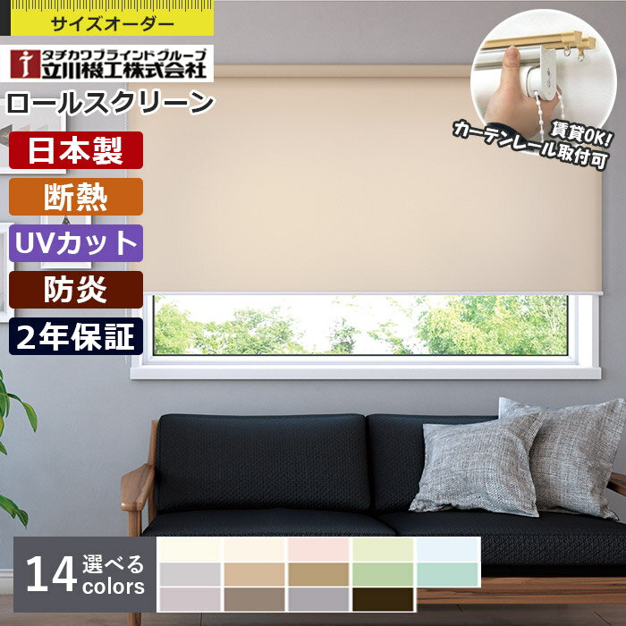 【最大2000円クーポン】ロールスクリーン 立川機工 ココルン防炎 1cm単位 サイズオーダー 無地 防炎 フ..