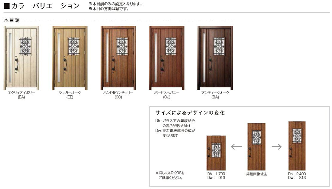 リシェント 玄関ドア3 断熱仕様 / 非防火 K4 D41型 木目調 片袖飾りランマ付中桟付...