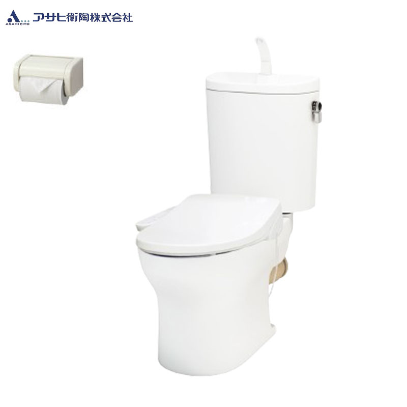 【送料無料】アサヒ衛陶 組み合わせトイレセット エディ868+サンウォッシュ 壁:排水芯148/155mm 手洗い有り 紙巻器付 袖付きタイプ ラブリーホワイト RA9486PT911(LW)