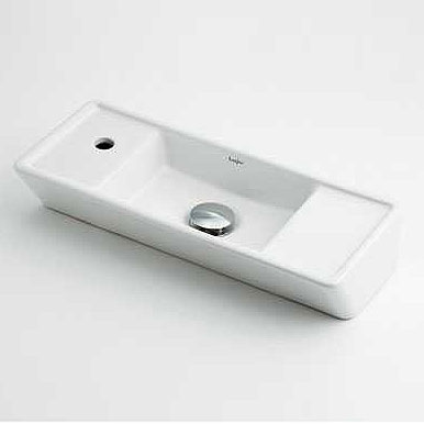 Rakuten - カクダイ 手洗器単品 ベッセル式 角形 水栓取付穴径:φ25 左側1ヶ所 Luju 493-065