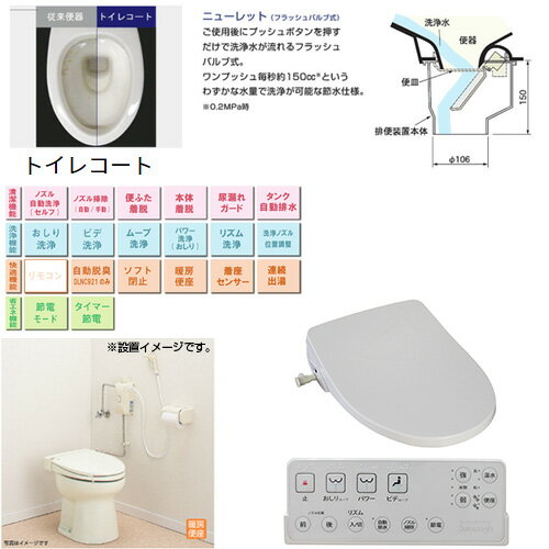 【送料無料】アサヒ衛陶 簡易水洗トイレセット ニューレット+サンウォッシュ 紙巻...