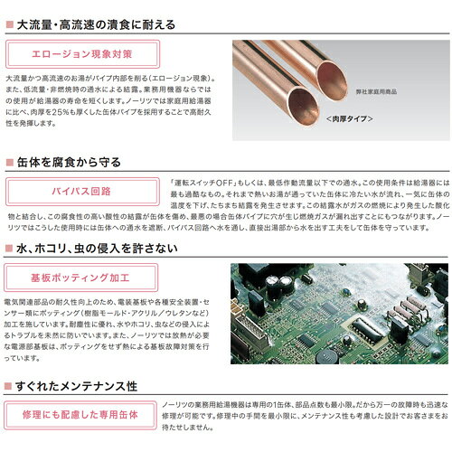 リフォームネクストのノーリツ ガス給湯器 エコジョーズ 業務用 本体のみ 屋外壁掛型 前面排気 給湯専用 32号 GQ-C3222WZ-1｜アングル3