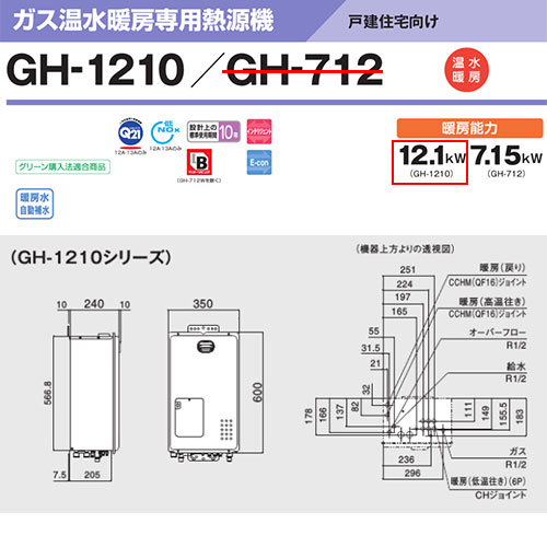 ノーリツ 熱源機 台所リモコンセット 1温度 暖房能力12.1kW 屋外壁掛型 前面排気 暖房専用 GH-1210W BL+RC-7111M reformnext-10069763 リフォームネクスト サンプル画像2