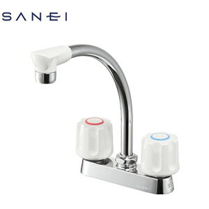 SANEI キッチン用蛇口 台 2ハンドル混合水栓 ミニキッチン用 スパウト159mm 湯水芯...