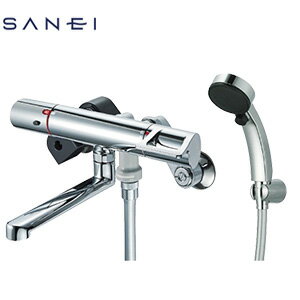 Rakuten - SANEI 浴室用蛇口 壁 浴槽・洗い場兼用 サーモスタット付シャワーバス混合水栓 手元スイッチ 一般地 SK18141-T5L17