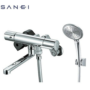 SANEI 浴室用蛇口 壁 浴槽・洗い場兼用 サーモスタット付シャワーバス混合水栓 手元スイッチ スパウト170mm クロム 一般地 SK18CT5
