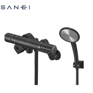 SANEI ●浴室用蛇口 壁 洗い場専用 サーモスタット付シャワーバス混合水栓 マットブラック 一般地 SK18C..