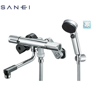 SANEI 浴室用蛇口 壁 浴槽 洗い場兼用 サーモスタット付シャワーバス混合水栓 手元スイッチ スパウト170mm 寒冷地 SK1811CTK
