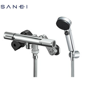 三栄水栓製作所 浴室用蛇口 壁 浴槽・洗い場兼用 サーモスタット付シャワーバス混合水栓 手元スイッチ ..