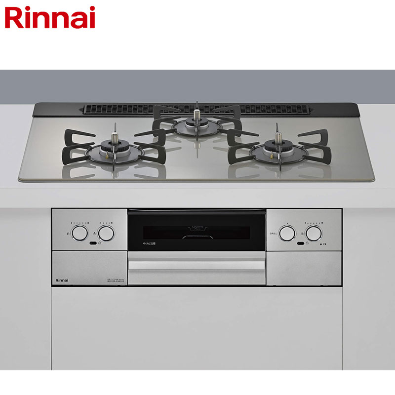 リンナイ ビルトインガスコンロ マイトーン 75cm 乾電池 フレームレスガラス:シルキーシルバー 前面パネル:シルバー ごとく:ホーロー ココットプレート付属 RS71W44T2DVW