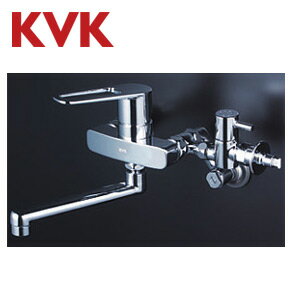 KVK キッチン用蛇口 壁 シングルレバー混合水栓 首長170mm 給水 給湯接続専用分岐付 一般地 MSK110KBT
